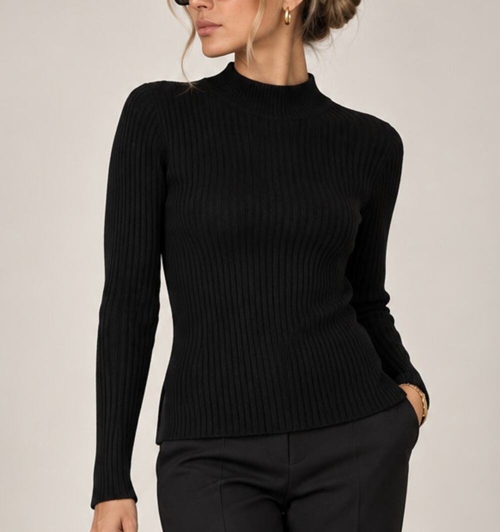 Rag & Bone Womens Wool Ribbed Sweater Open Back S Black Quiet Luxury Minimal